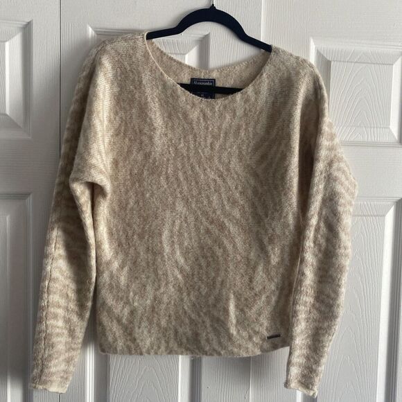 Abercrombie Fitch Women's XS Tan Beige Coxy Pullover Minimalist Zebra Sweater - Picture 1 of 6
